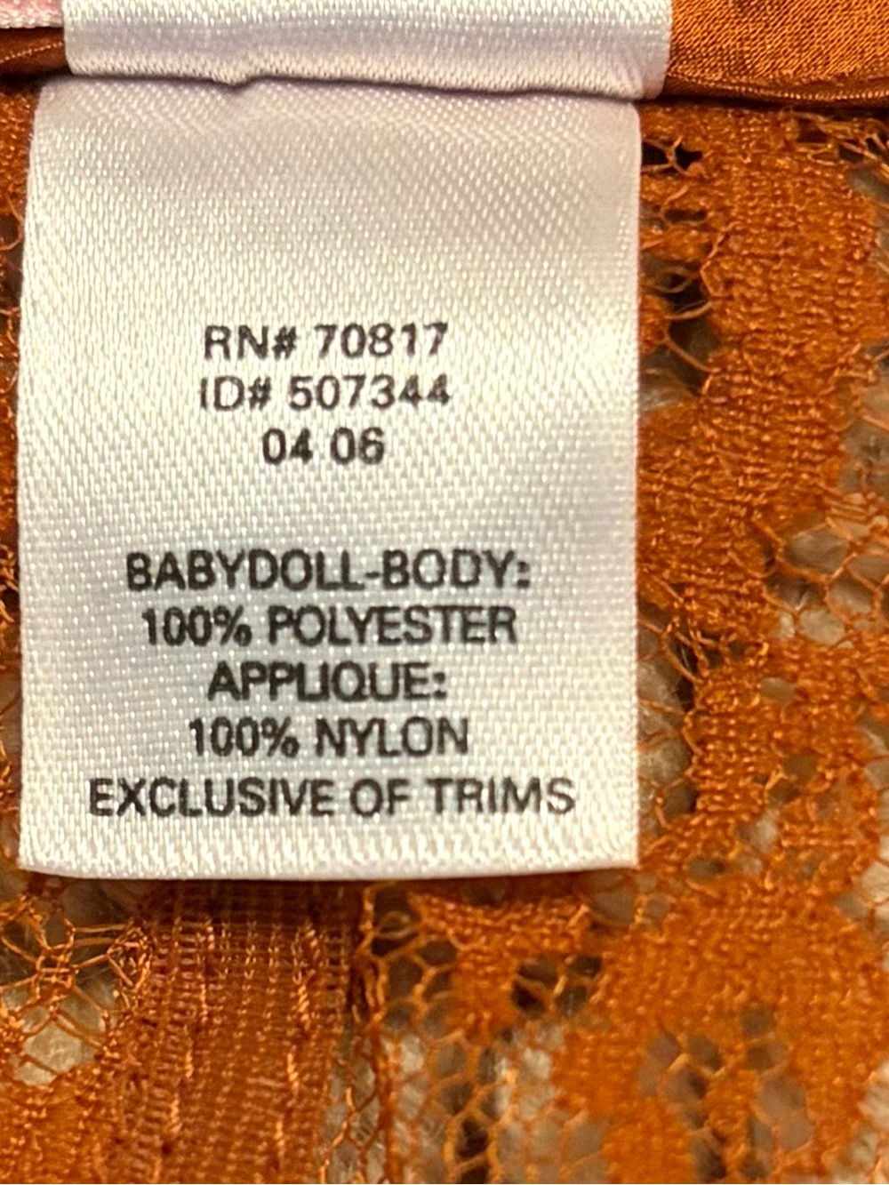 VTG 2006 Victoria's Secret Very Sexy Lace Babydoll Chemise - Size M Burnt Orange - Picture 10 of 10